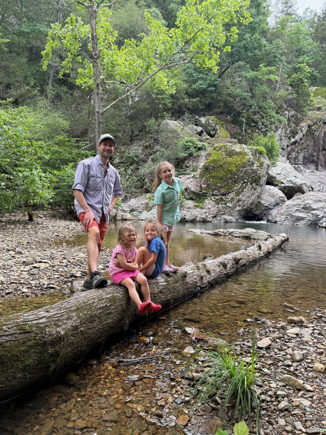 Our family on a creek hike near Broken Bow